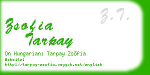 zsofia tarpay business card